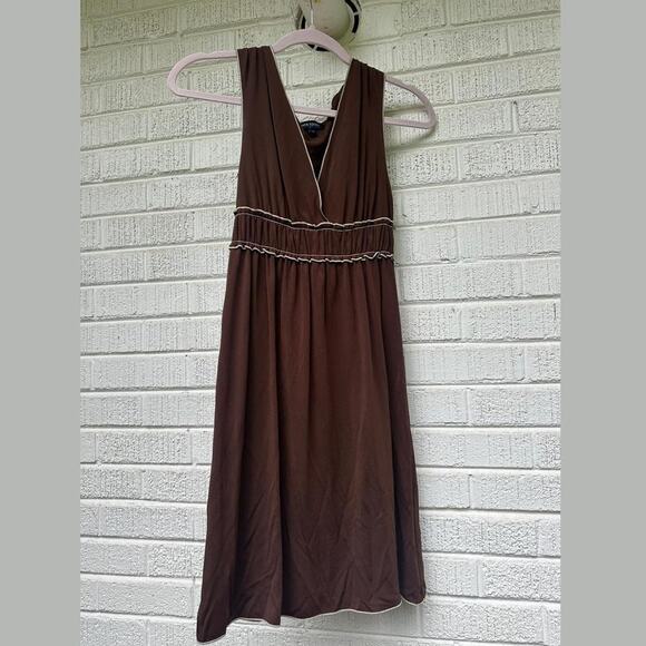 Max Edition Dresses & Skirts - Max Edition Y2K Brown Cream Sleeveless Dress